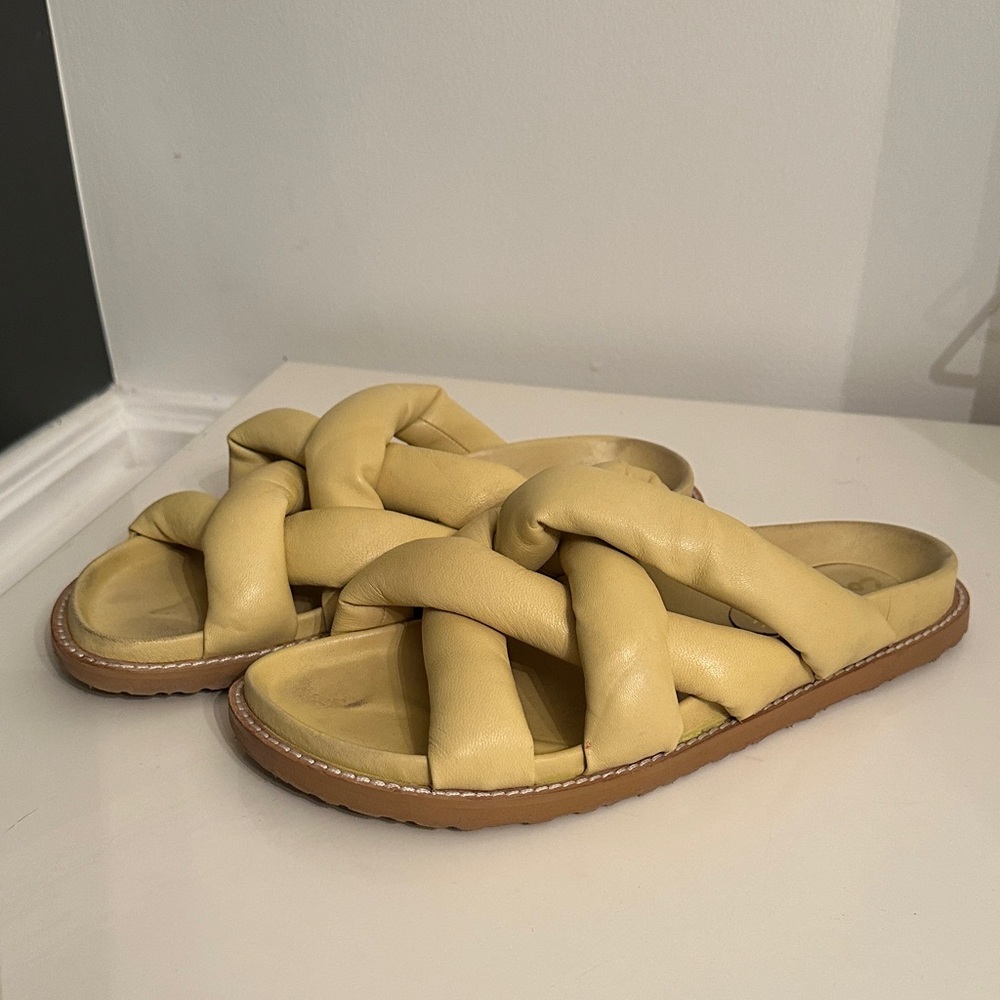 Anthropologie Yellow Braided Sandals